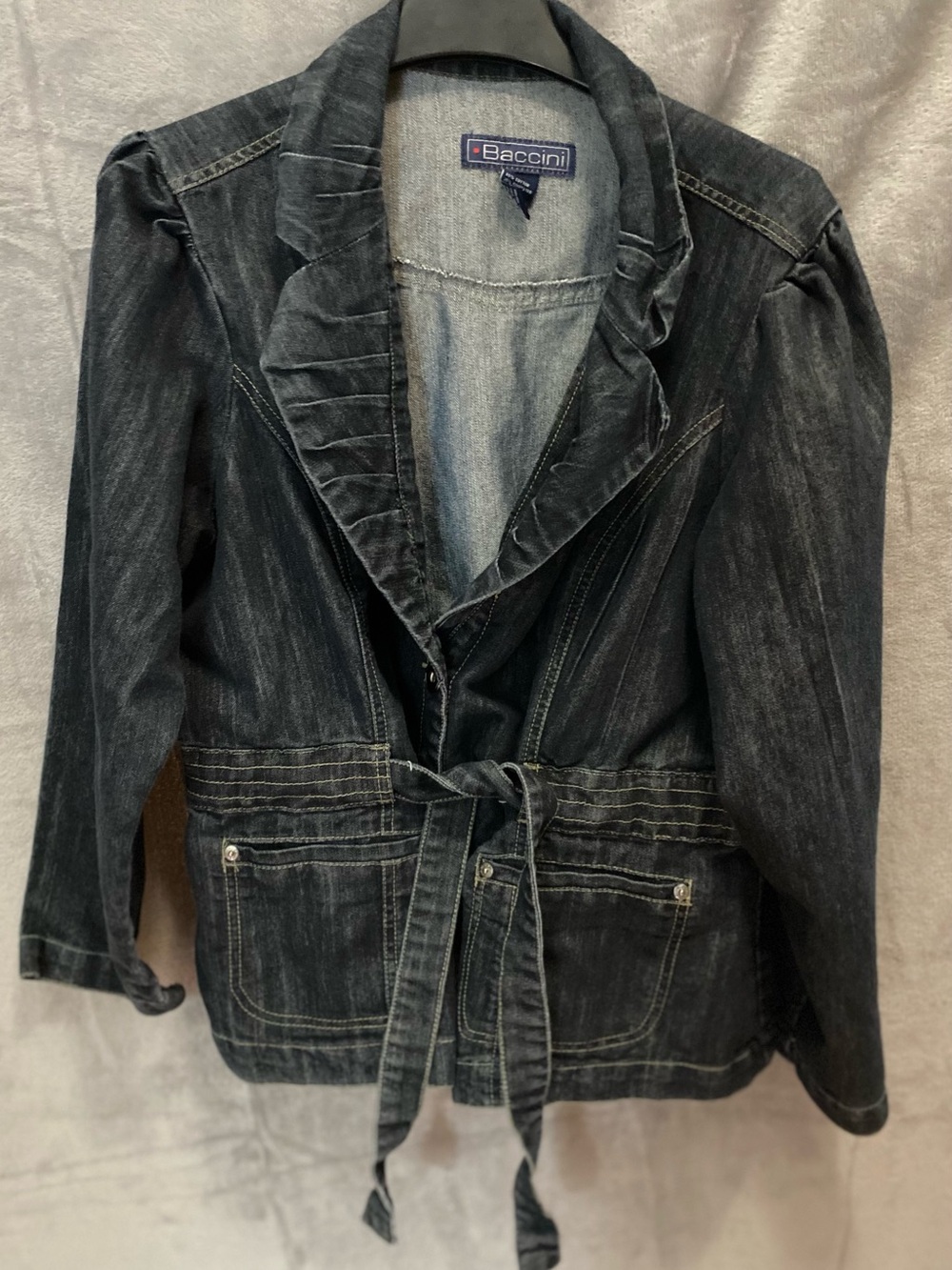 Baccini Women's Dark Denim Belted Jacket Plus Size 2X